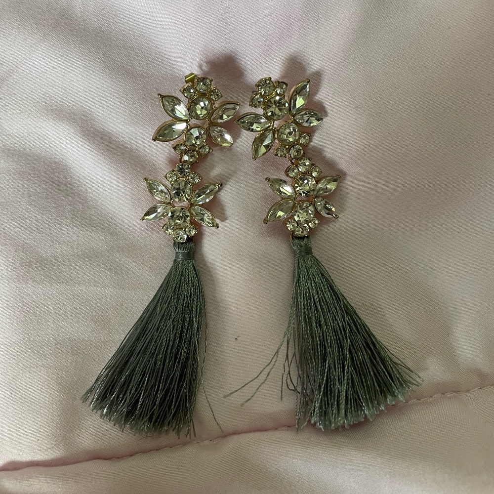 Elegant Crystal and Tassel Earrings
